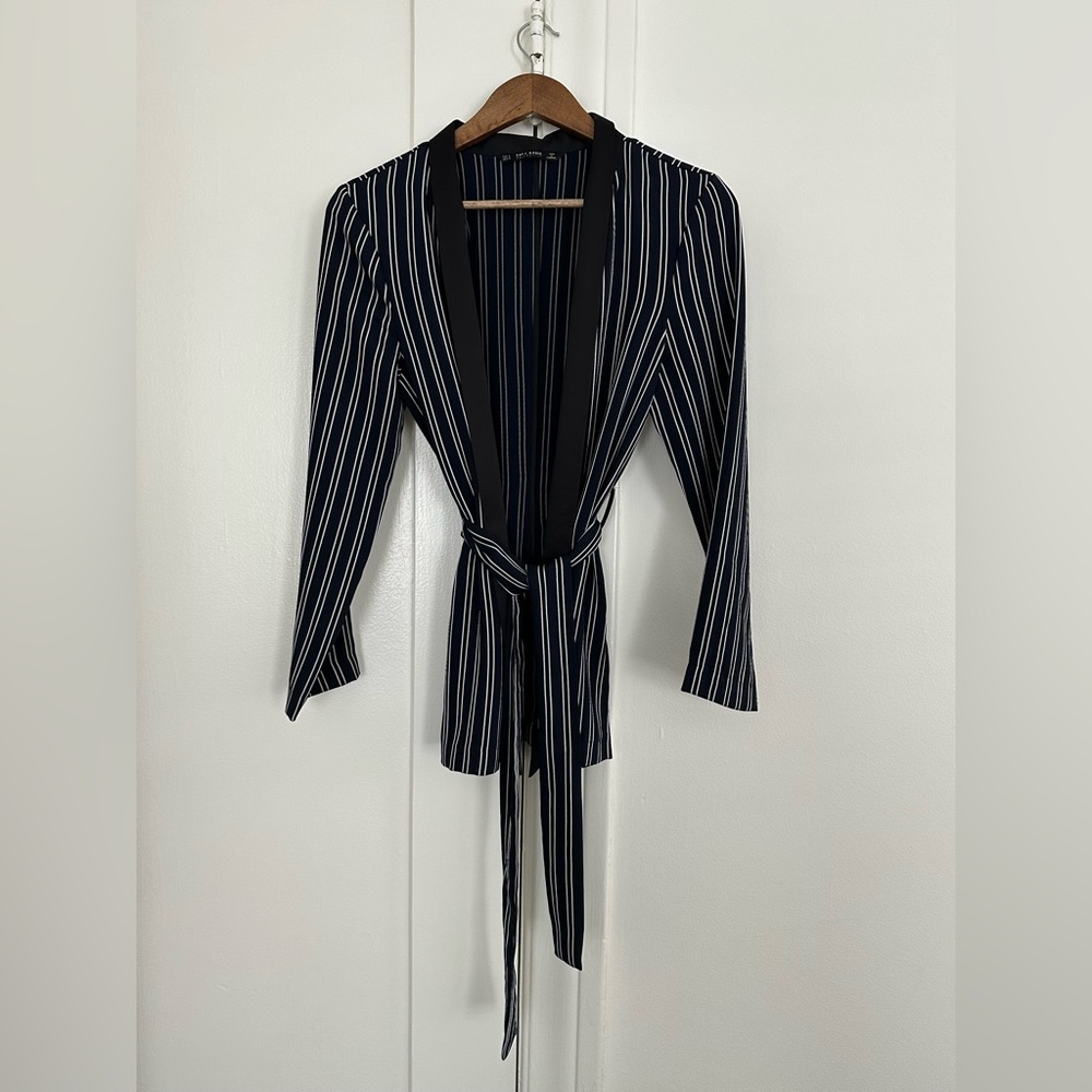 Zara Striped Shirt with tie belt/sash